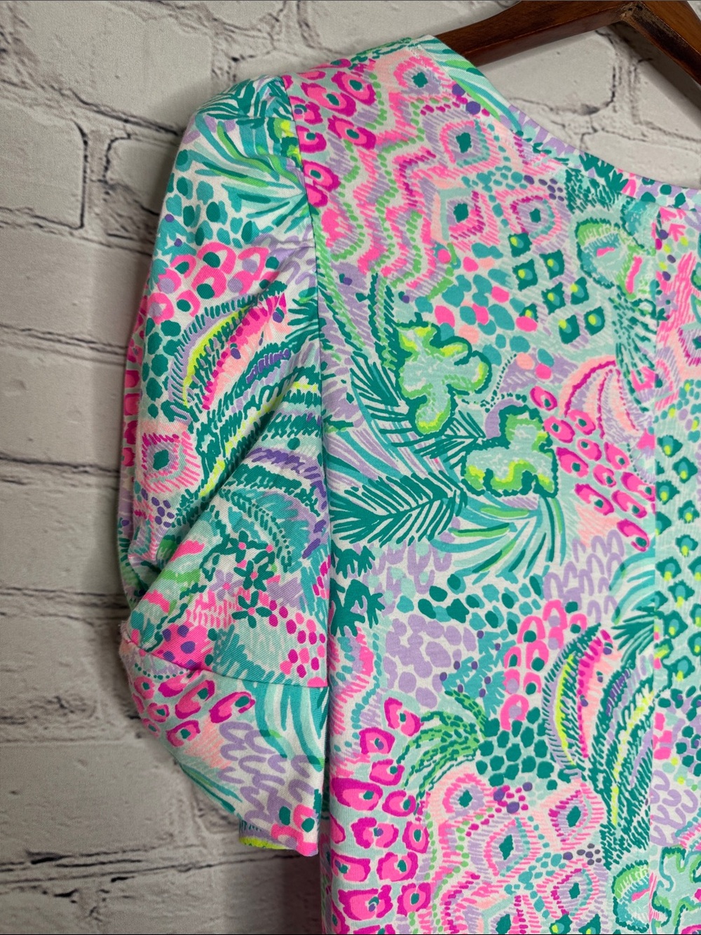 Lilly Pulitzer Tropical Print Shift Dress W/Square Neck Size X-Large - Picture 10 of 13